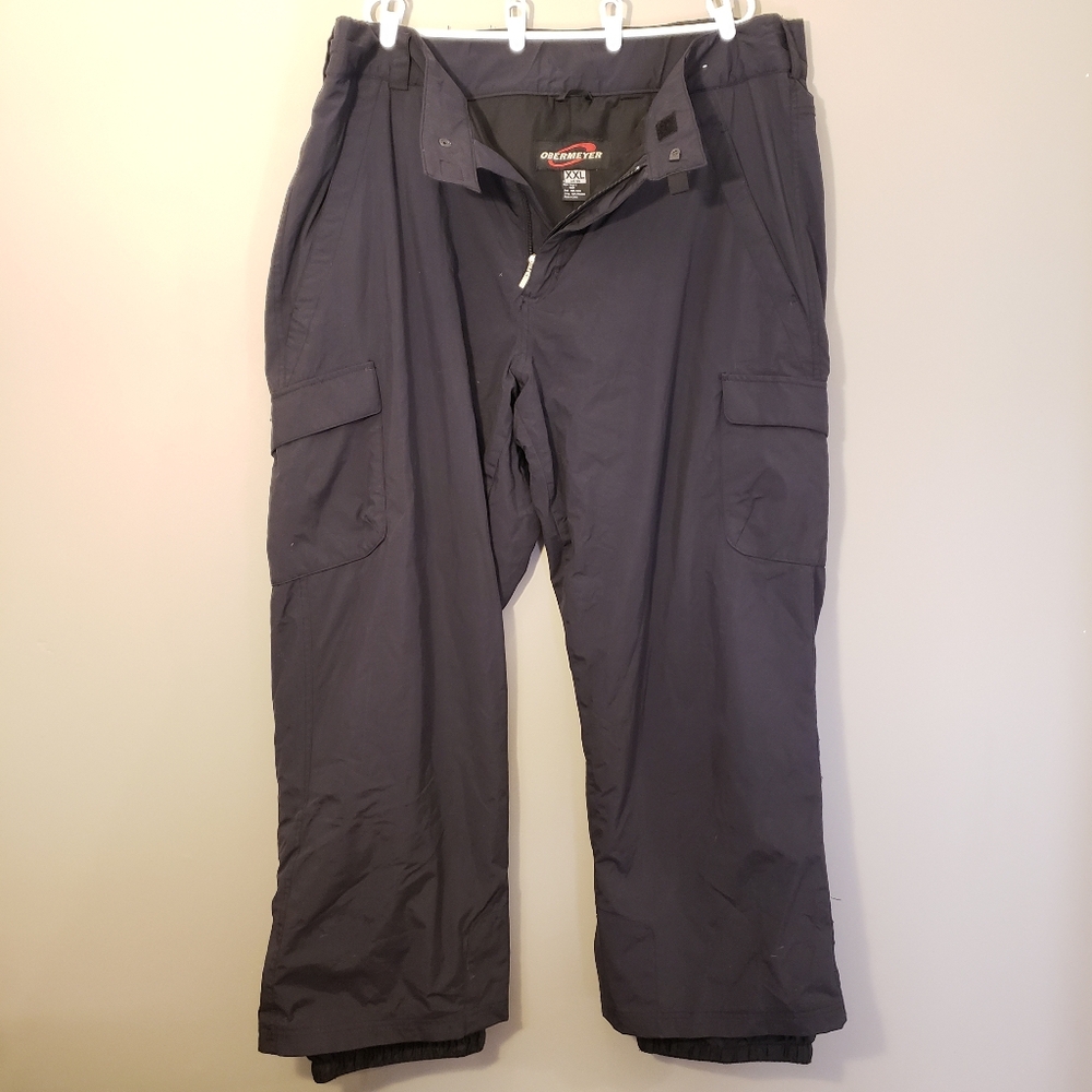 Obermeyer Men's Snowpants Cargo II Ski Pants XXL 2XL Black Zippered Pockets